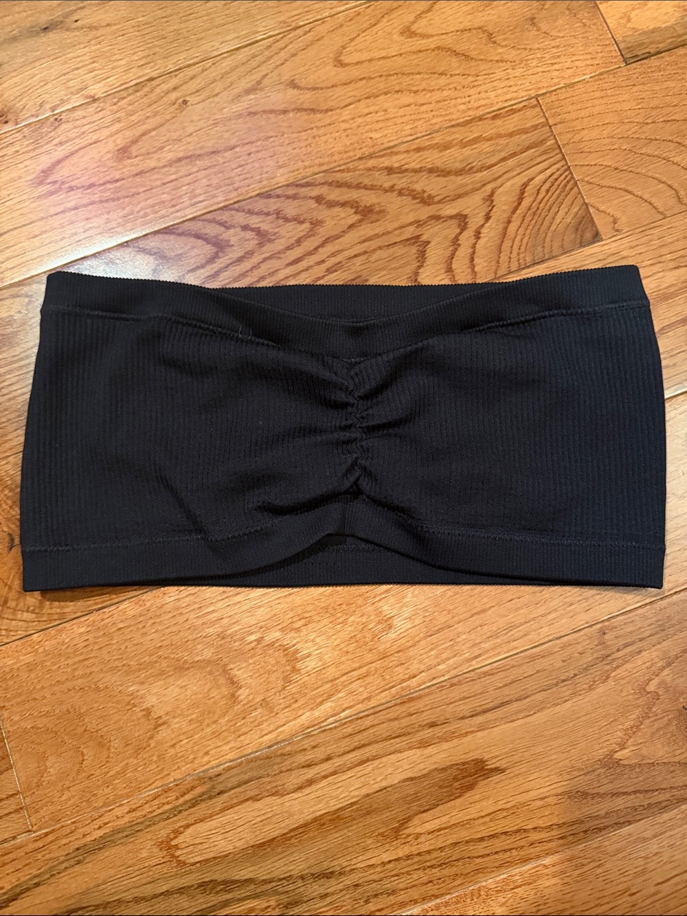aerie Black Seamless Ruched Bandeau Bra